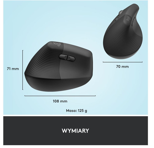 Logitech Optical Wireless Mouse Lift Graphite Left Handed 910-006474