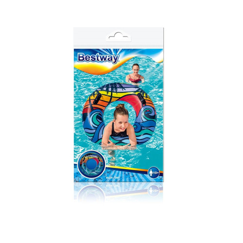 Bestway Inflatable Swim Ring with Handles 91 cm, 1pc, assorted patterns, 10+