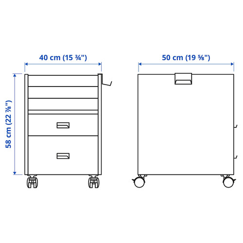 UPPSPEL Drawer unit on castors, black, 40x58 cm