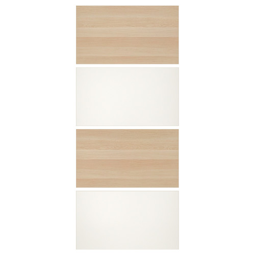 MEHAMN 4 panels for sliding door frame, white stained oak effect, white, 100x236 cm