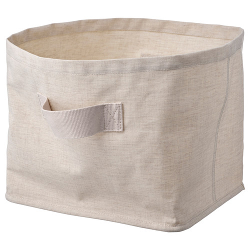 PURRPINGLA Storage basket, textile/beige, 30x25x25 cm