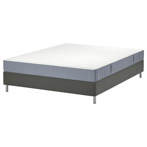 LYNGÖR Divan bed, Vesteröy firm/light blue dark grey, Standard Double