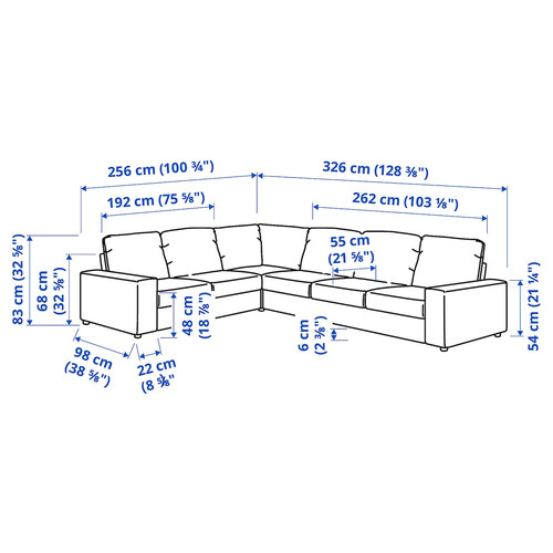 VIMLE Corner sofa, 5-seat, with wide armrests/Gunnared medium grey