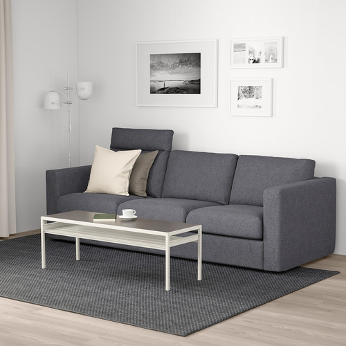 VIMLE 3-seat sofa, with headrest/Gunnared medium grey