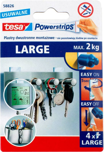 TESA Powerstrips Large Self-Adhesive Strips 4 Pack