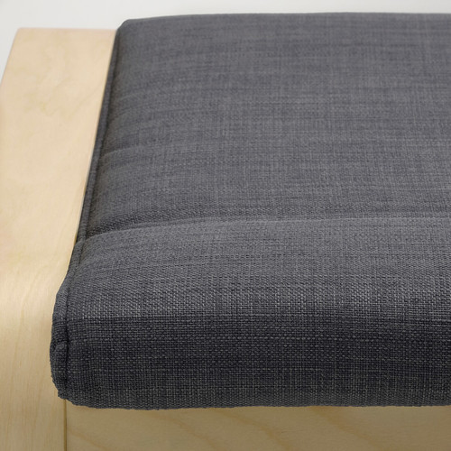 POÄNG Footstool, birch veneer, Skiftebo dark grey