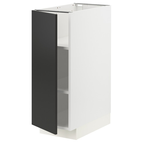 METOD Base cabinet with shelves, white/Nickebo matt anthracite, 30x60 cm