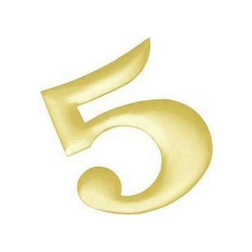 Self Adhesive House Digit "5" 37 mm, brass