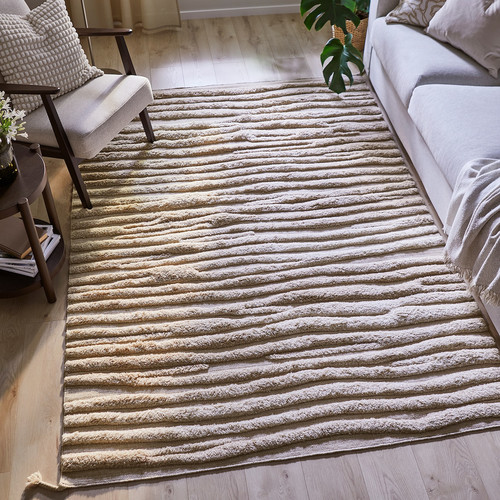 BANKKONTOR Rug, high pile, beige/handmade, 170x240 cm