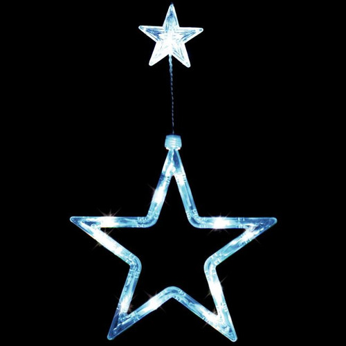 Christmas LED Decoration for Window Star, white, battery-operated