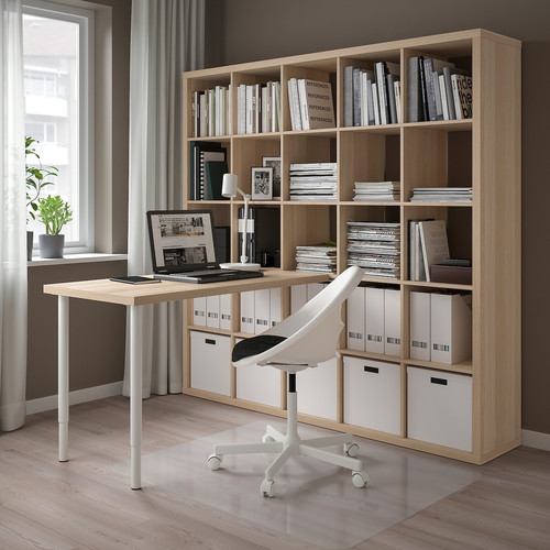 KALLAX / LAGKAPTEN Desk combination, white/white stained oak effect, 182x159x182 cm