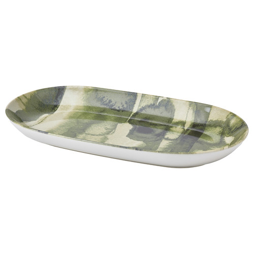 NÄBBFISK Serving plate, patterned green, 32x18 cm