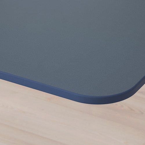 BEKANT Corner desk left, linoleum blue, white, 160x110 cm
