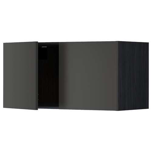 METOD Wall cabinet with 2 doors, black/Nickebo matt anthracite, 80x40 cm