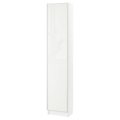 BILLY / HÖGBO Bookcase combination w glass doors, white, 40x30x202 cm