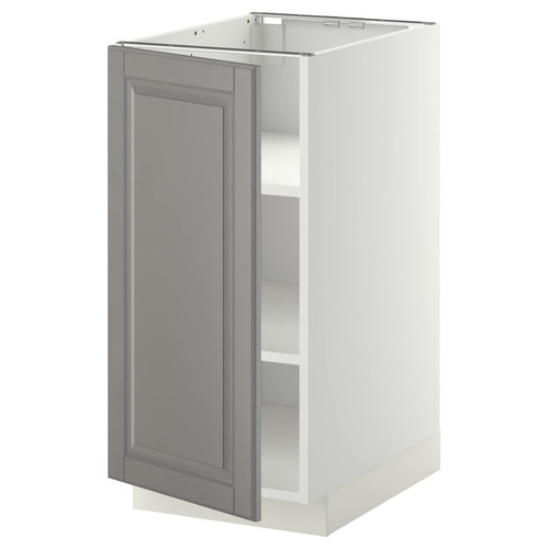 METOD Base cabinet with shelves, white/Bodbyn grey, 40x60 cm