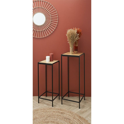 Set of 2 Tables/Plant Stands Rosa Wood