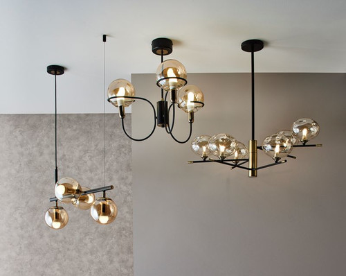 Pendant Lamp Alfa Petra 3x E14, black/gold