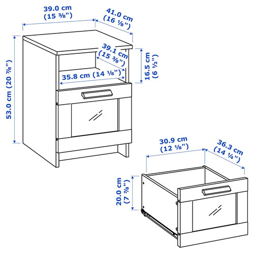 BRIMNES Nightstand, white, 39x41 cm