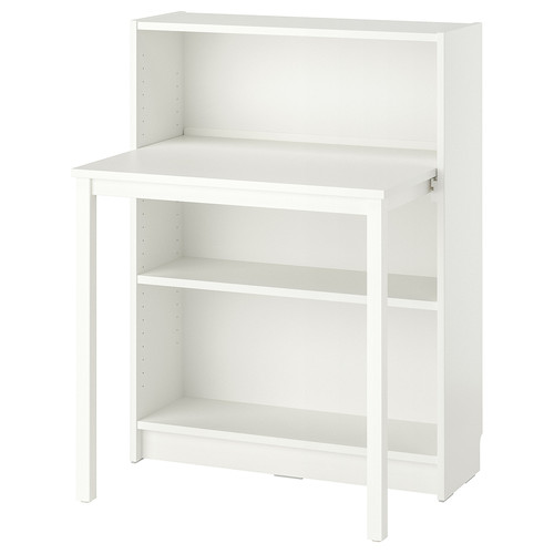 BILLY Bookcase with desk, white, 80x106 cm