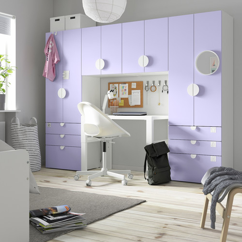 SMÅSTAD / PLATSA Storage combination, white/lilac, 240x42x181 cm