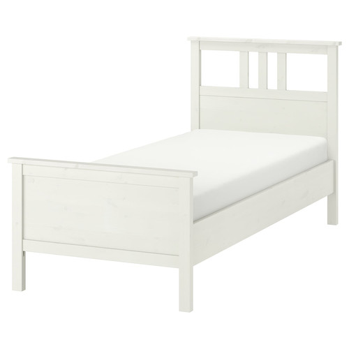 HEMNES Bed frame, white stain/Lindbåden, 90x200 cm