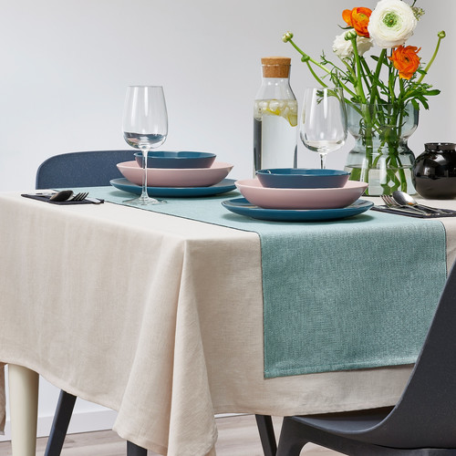 SVARTSENAP Table-runner, green-blue, 35x130 cm