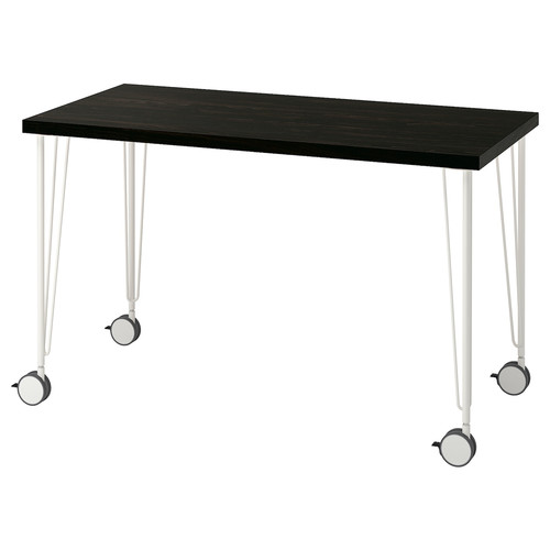 LAGKAPTEN / KRILLE Desk, black-brown/white, 120x60 cm