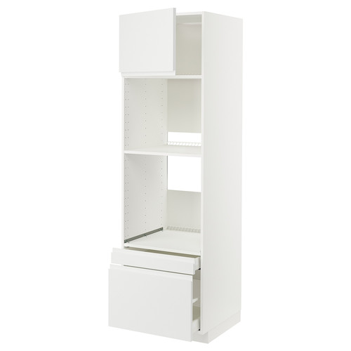 METOD / MAXIMERA Hi cab f ov/combi ov w dr/2 drwrs, white/Voxtorp matt white, 60x60x200 cm