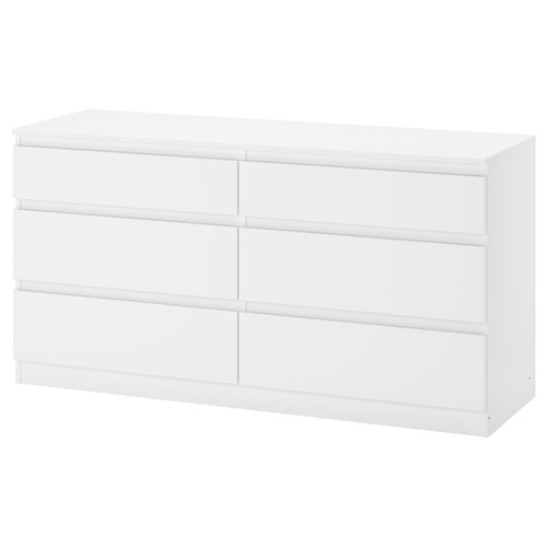 KULLEN Chest of 6 drawers, white, 140x72 cm