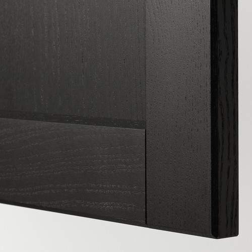 METOD Base cabinet with shelves/2 doors, black/Lerhyttan black stained, 60x37 cm