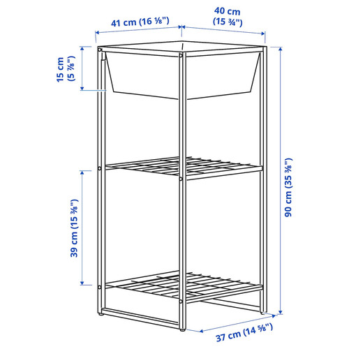 JOSTEIN Shelving unit, in/outdoor/wire white, 41x40x90 cm