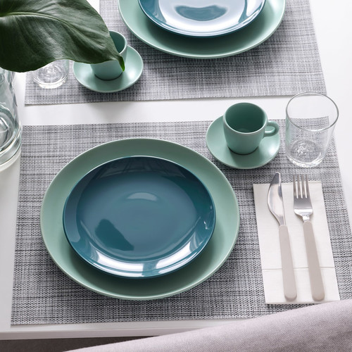 FÄRGKLAR Side plate, glossy dark turquoise, 20 cm, 4 pack