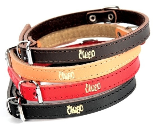 Dingo Leather Dog Collar 1.0x36cm, red