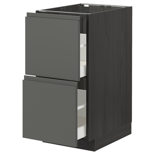 METOD / MAXIMERA Base cb 2 fronts/2 high drawers, black/Voxtorp dark grey, 40x60 cm