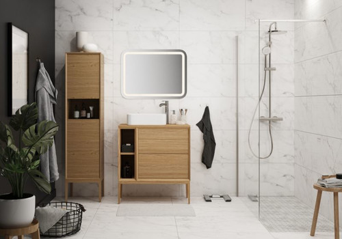 GoodHome Basin Cabinet with Drawers Avela 60 cm, oak effect