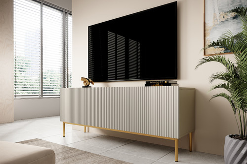 TV Cabinet Nicole 150 cm, cashmere/gold legs