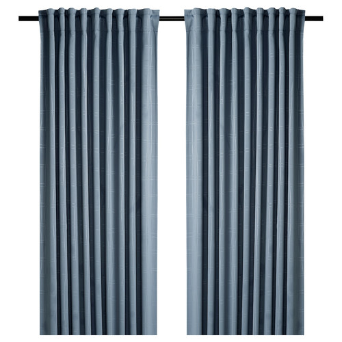 PRAKTTIDLÖSA Room darkening curtains, 1 pair, light blue, 145x300 cm