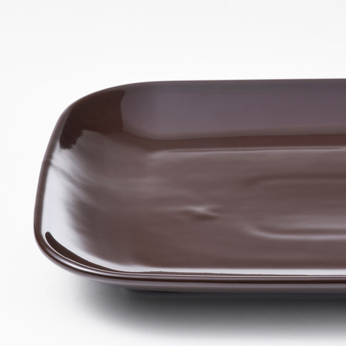 FÄRGKLAR Plate, glossy brown, 30x18 cm, 4 pack