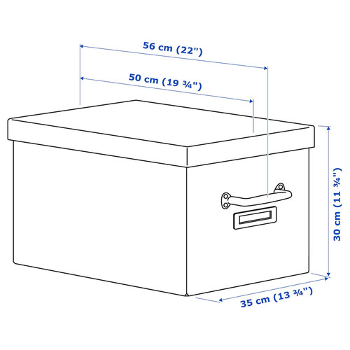 TJOG Storage box with lid, dark grey, 35x56x30 cm