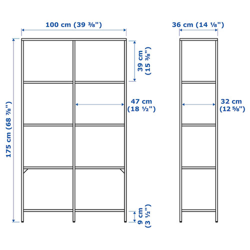 VITTSJÖ Shelving unit, black-brown, glass, 100x175 cm