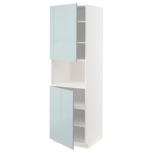 METOD High cab f micro w 2 doors/shelves, white/Kallarp light grey-blue, 60x60x200 cm