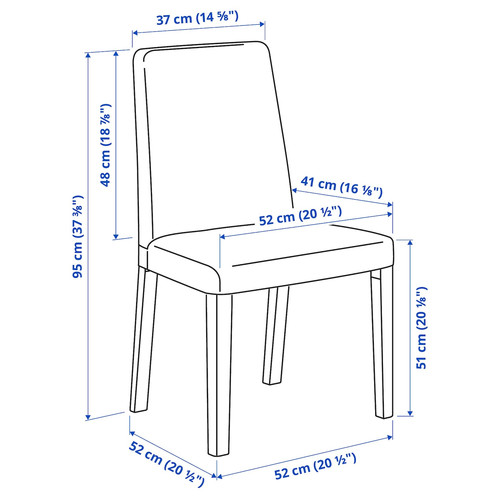 NORDVIKEN / BERGMUND Table and 4 chairs, white/Kvillsfors dark blue/blue white, 152/223 cm