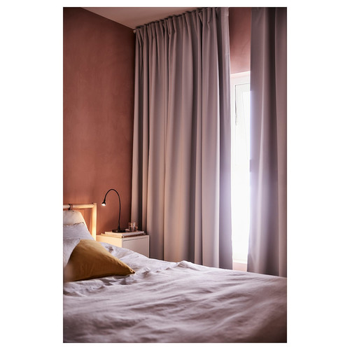 MAJGULL Block-out curtains, 1 pair, light grey, 145x300 cm
