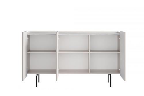 Cabinet Malmi 150 cm, cashmere, crema bianca, black legs