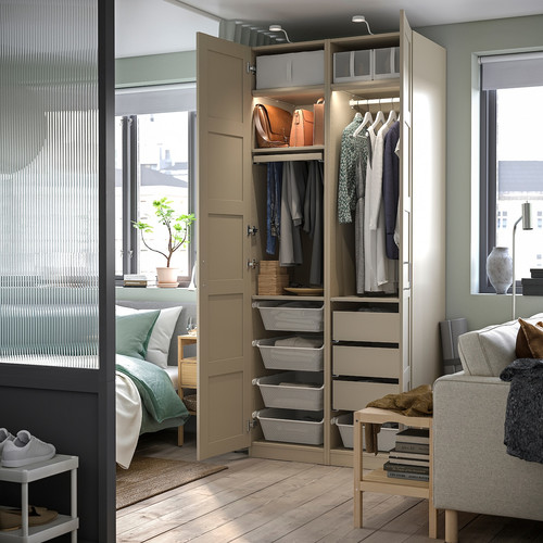 PAX / BERGSBO Wardrobe combination, grey-beige/grey-beige, 100x60x236 cm