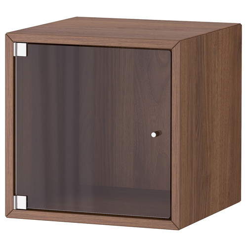 EKET Wall cabinet with glass door, brown walnut effect, 35x35x35 cm