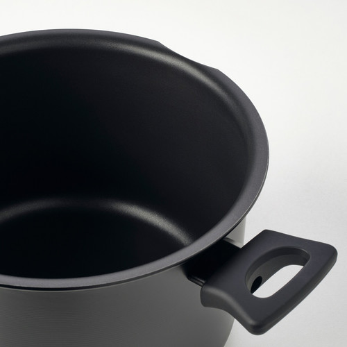 HEMLAGAD Pot with lid, black, 5 l