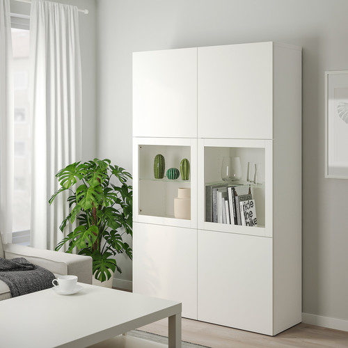 BESTÅ Storage combination w/glass doors, white, Lappviken white, clear glass, 120x40x192 cm