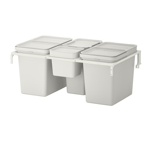 HÅLLBAR Waste sorting solution, for METOD kitchen drawer, light grey, 55 l